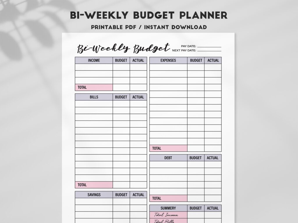 Printable Budget Sheet Pdf