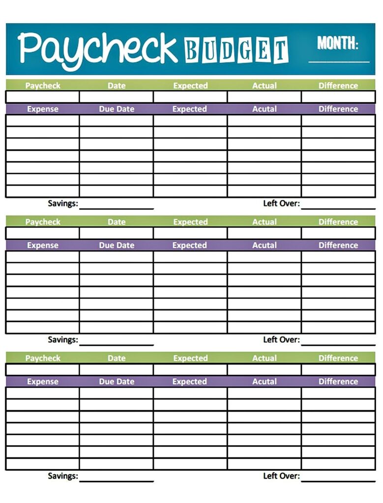 Weekly Paycheck Budget Free Printable