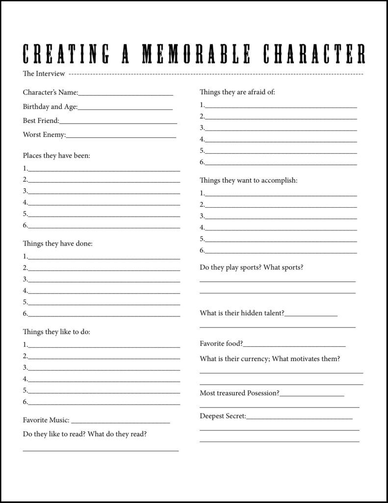 Character Interview A Worksheet For Beginners Writing Tips Novel Writing How To Memorize Things