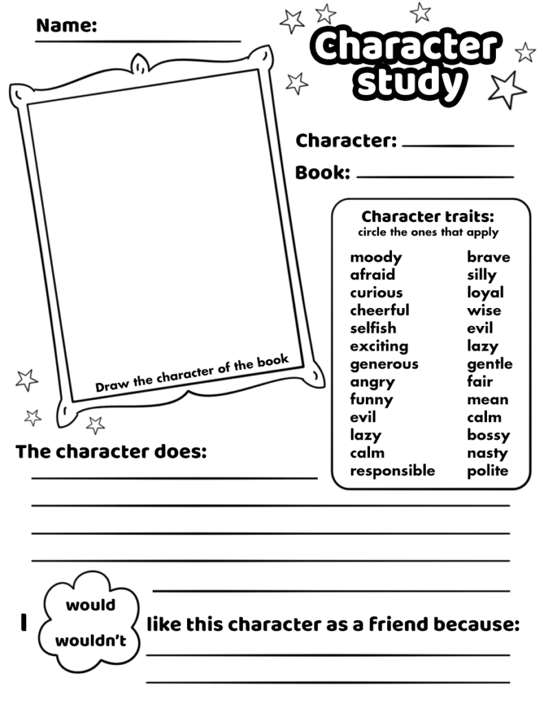 Character Worksheets Free