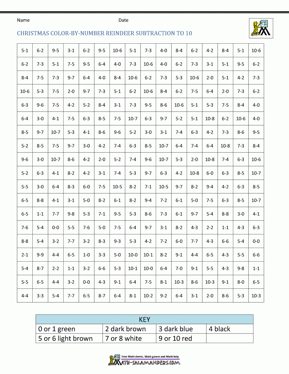 Christmas Multiplication Color By Number Printable Worksheets