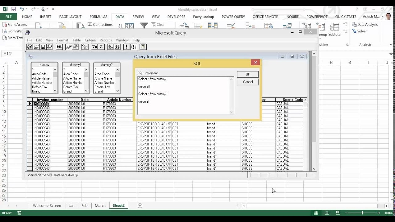Create A Pivot Table From Multiple Worksheets Of A Workbook YouTube
