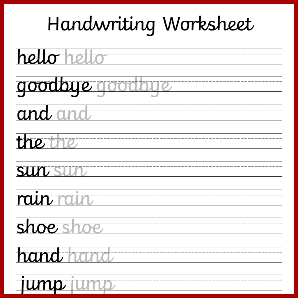 Adult Handwriting Worksheets Free Printable
