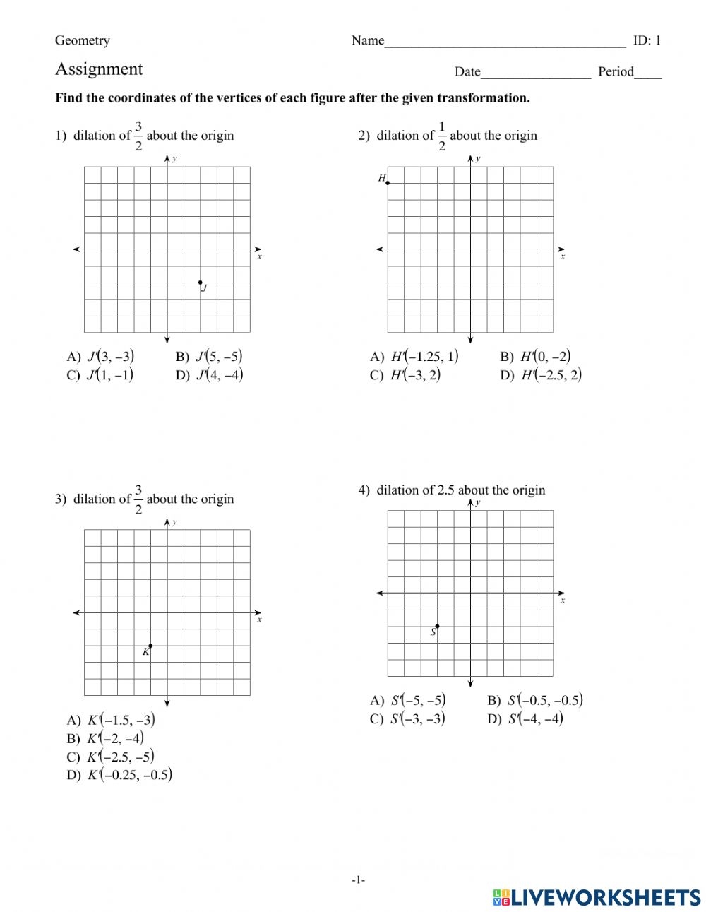 Dilations Of Geometric Figures Worksheet