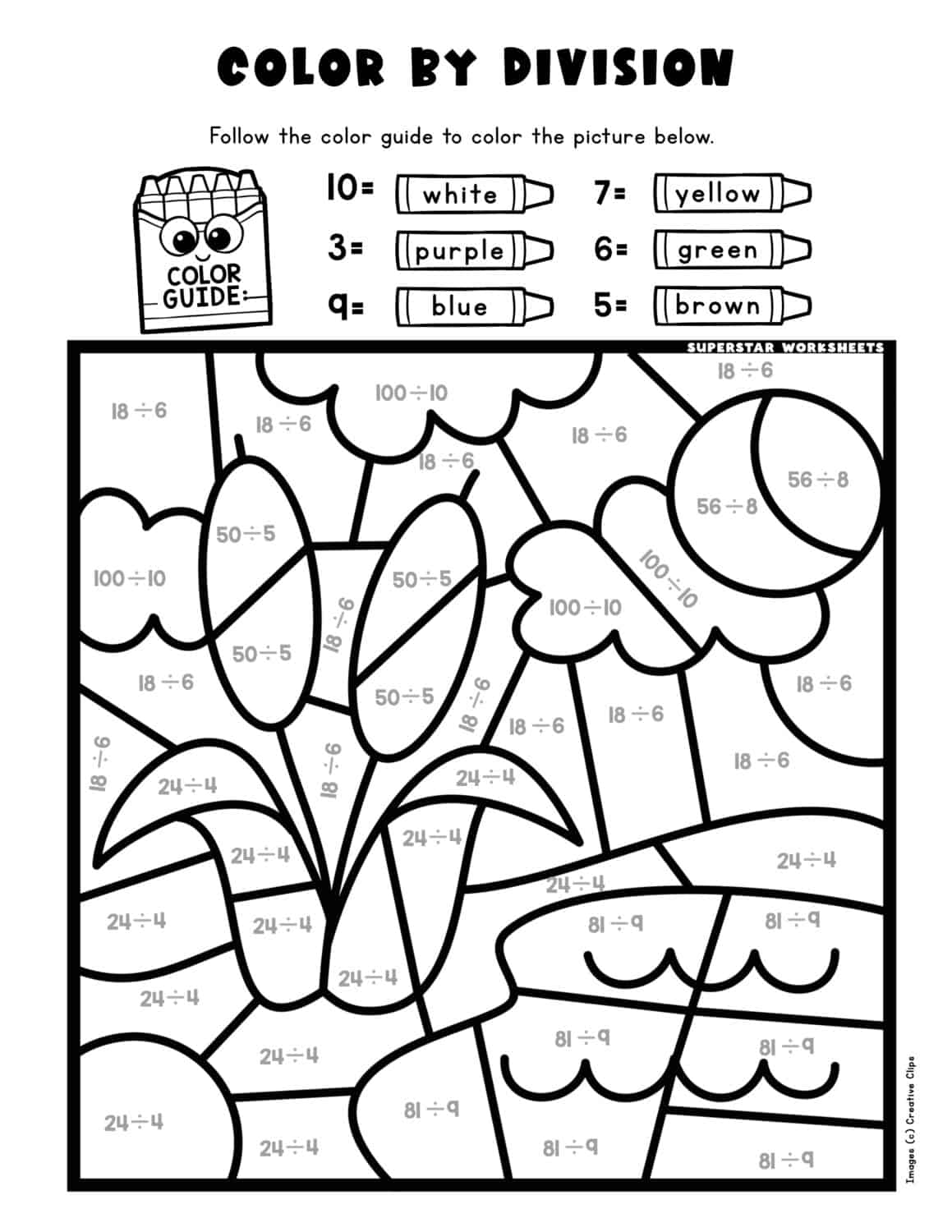 Color By Number Multiplication And Division Worksheets