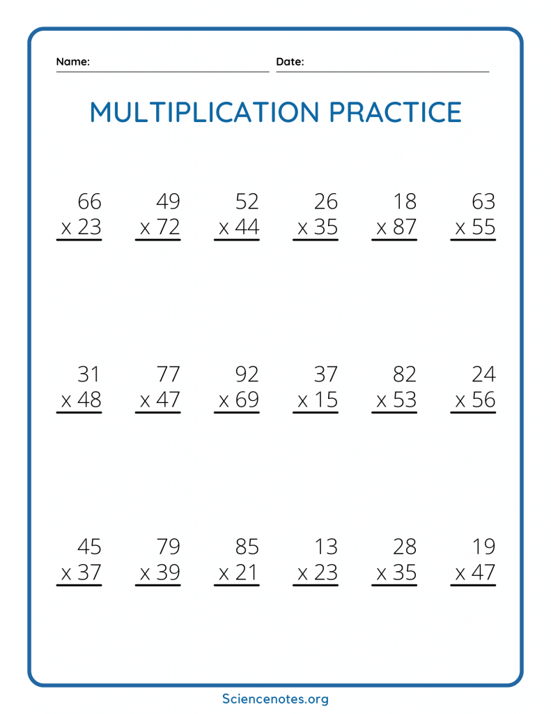 Multi Digit Multiplication Worksheets