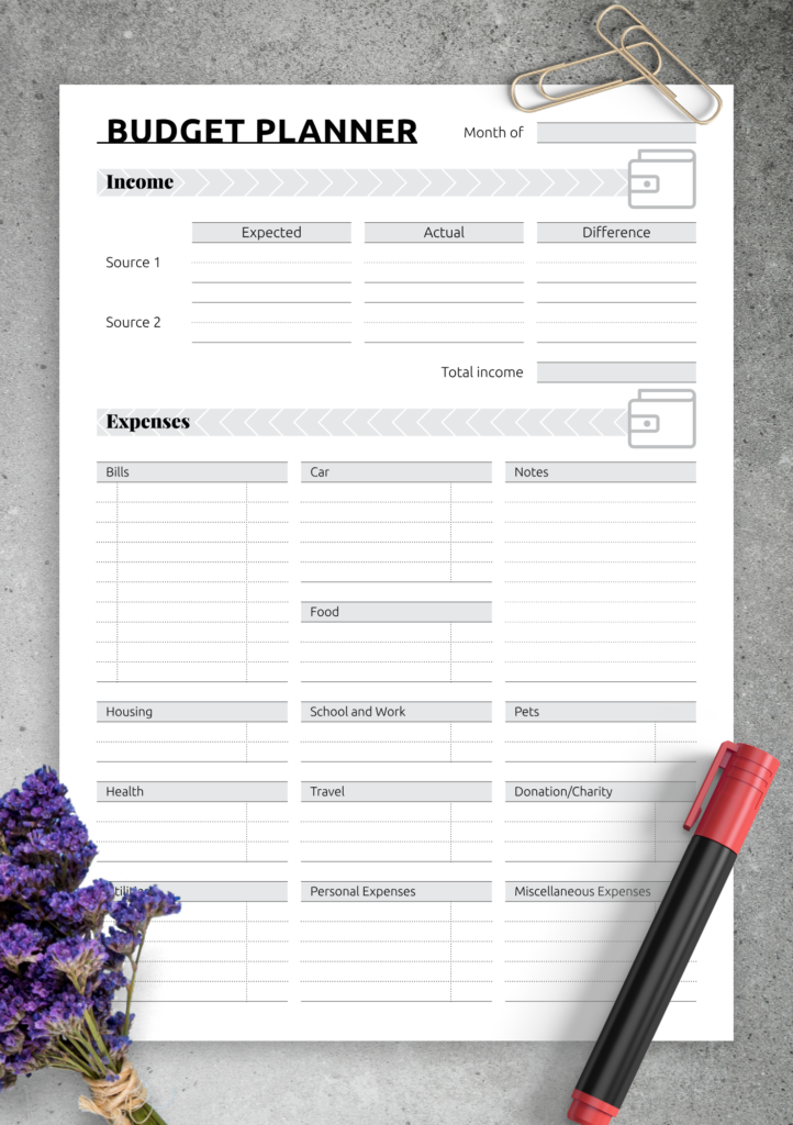 Free Printable Simple Monthly Budget