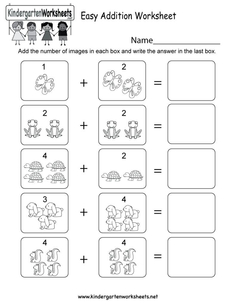 Easy Addition Worksheet Free Kindergarten Math Worksheet For Kids