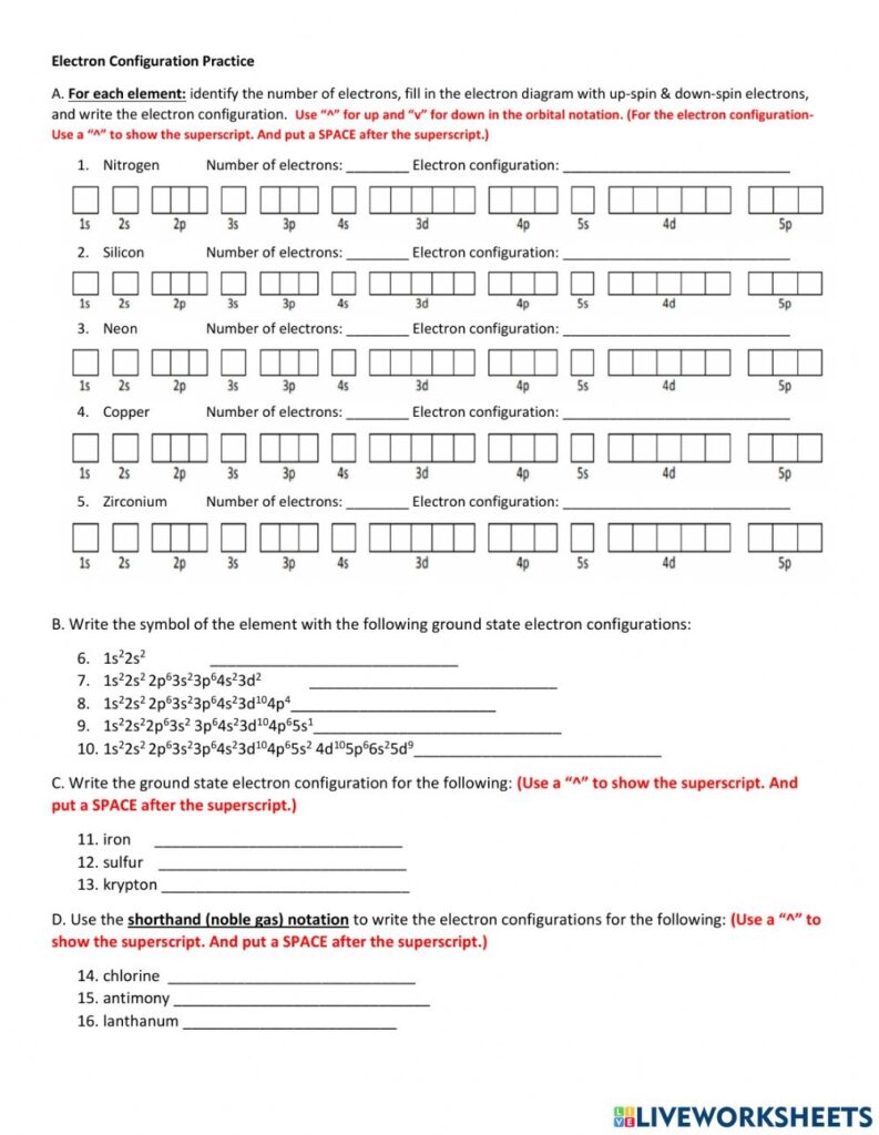 Electron Configuration Interactive Worksheet