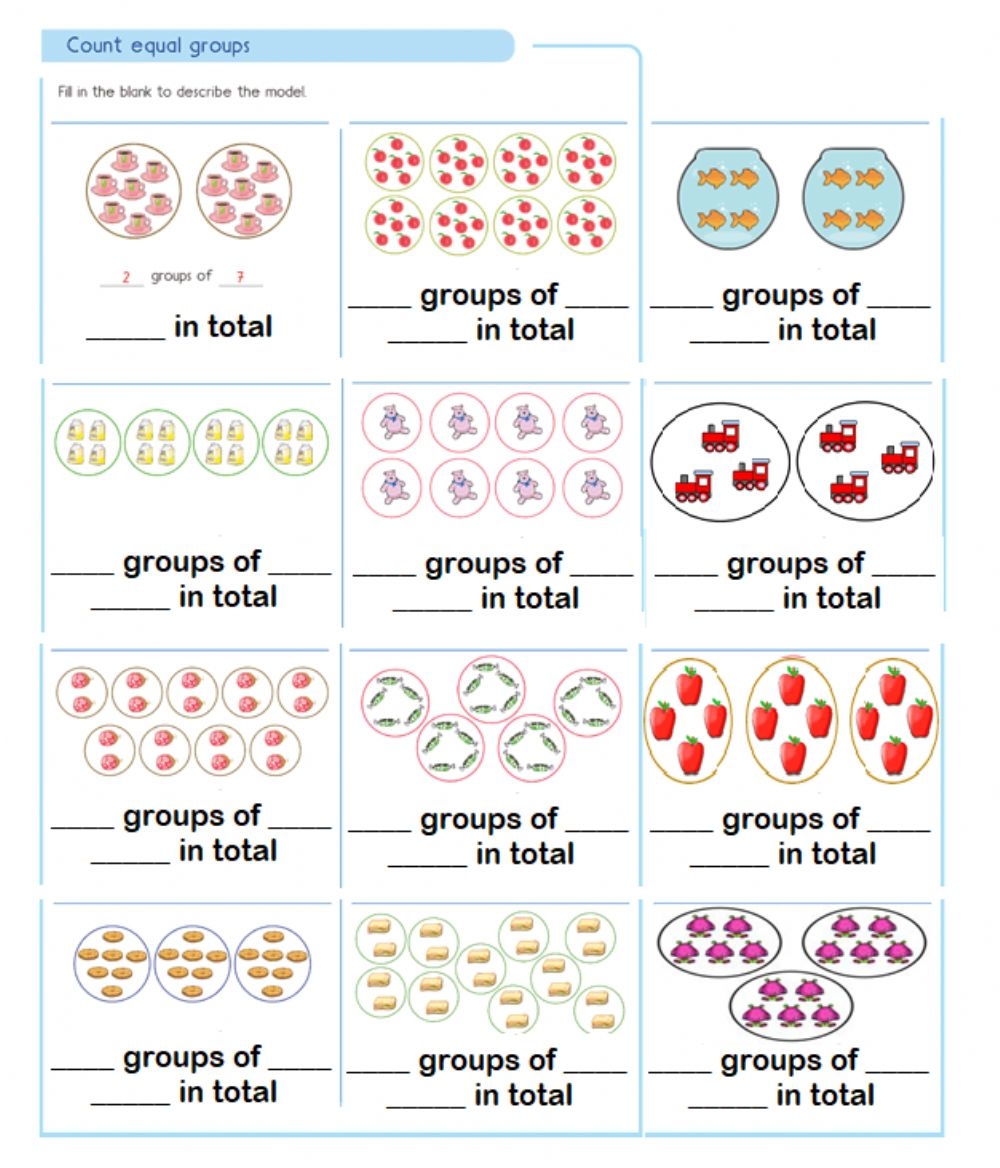 Multiplication Using Equal Groups Worksheets