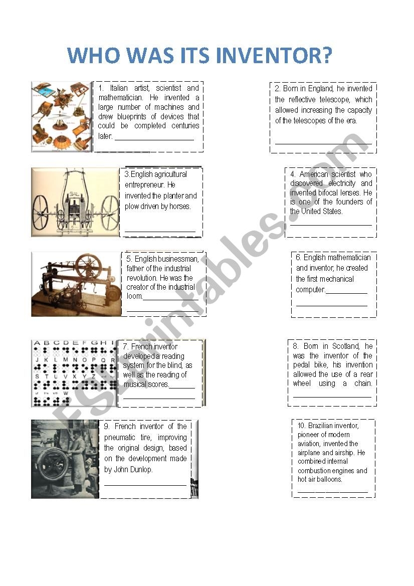 Famous Inventors Worksheet For Students