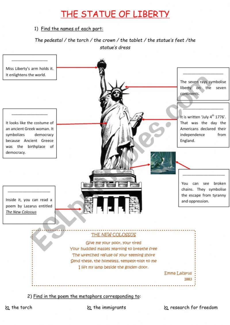 Statue Of Liberty Printable Worksheets