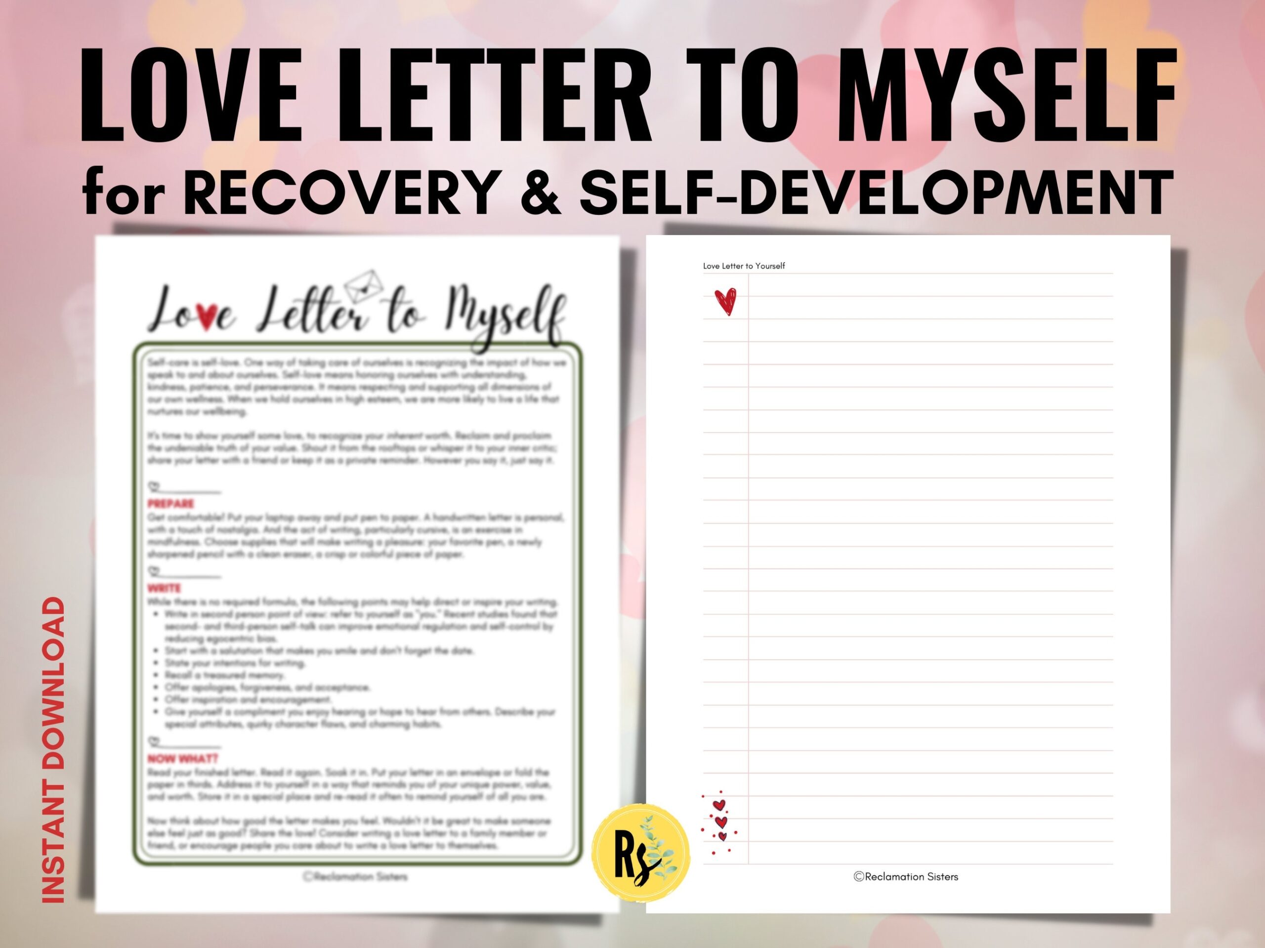 Love Letter To Myself Addiction Recovery Worksheet Self Etsy sterreich