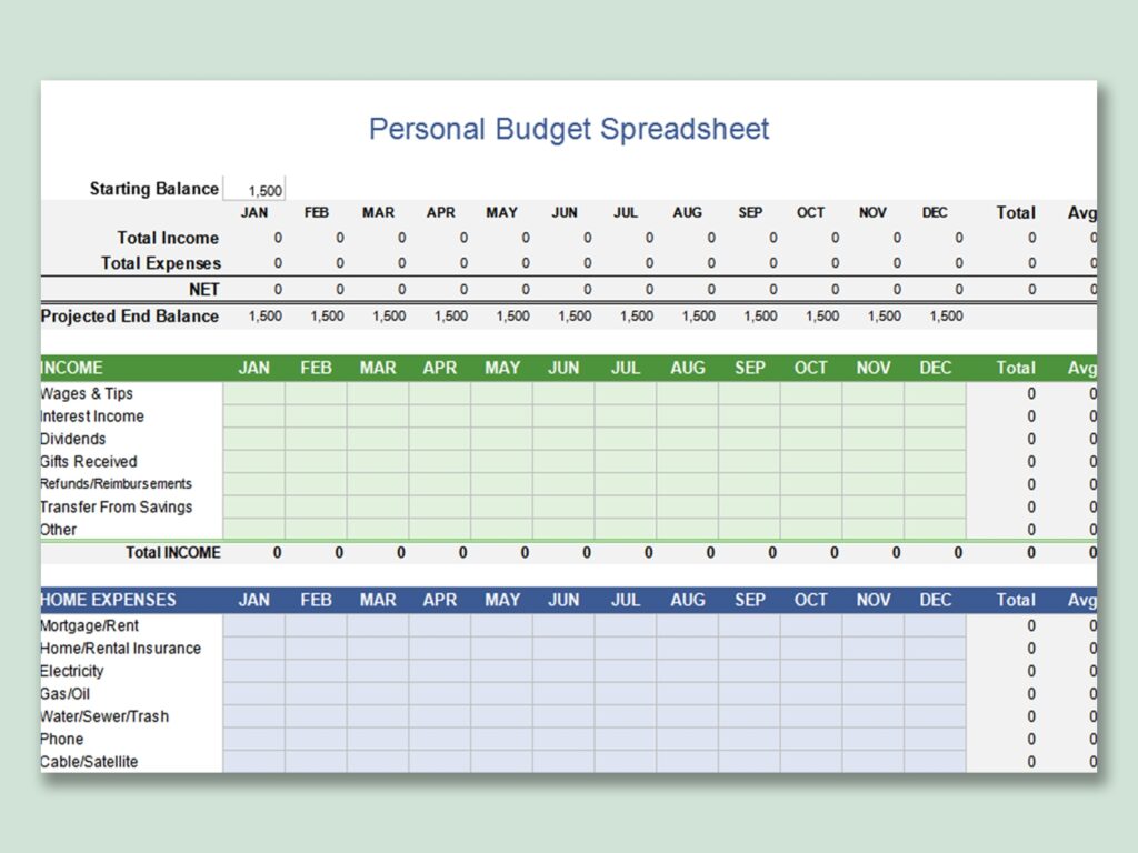Excel Personal Budget Template Free