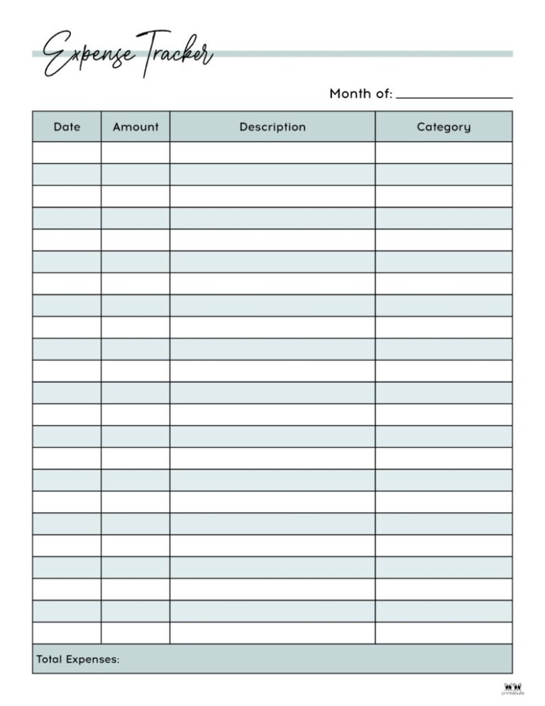 Free Printable Expense Sheet - Printable Worksheets