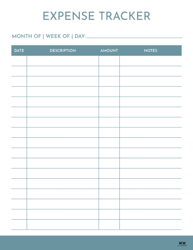 Daily Budget Sheet Expenses Printable