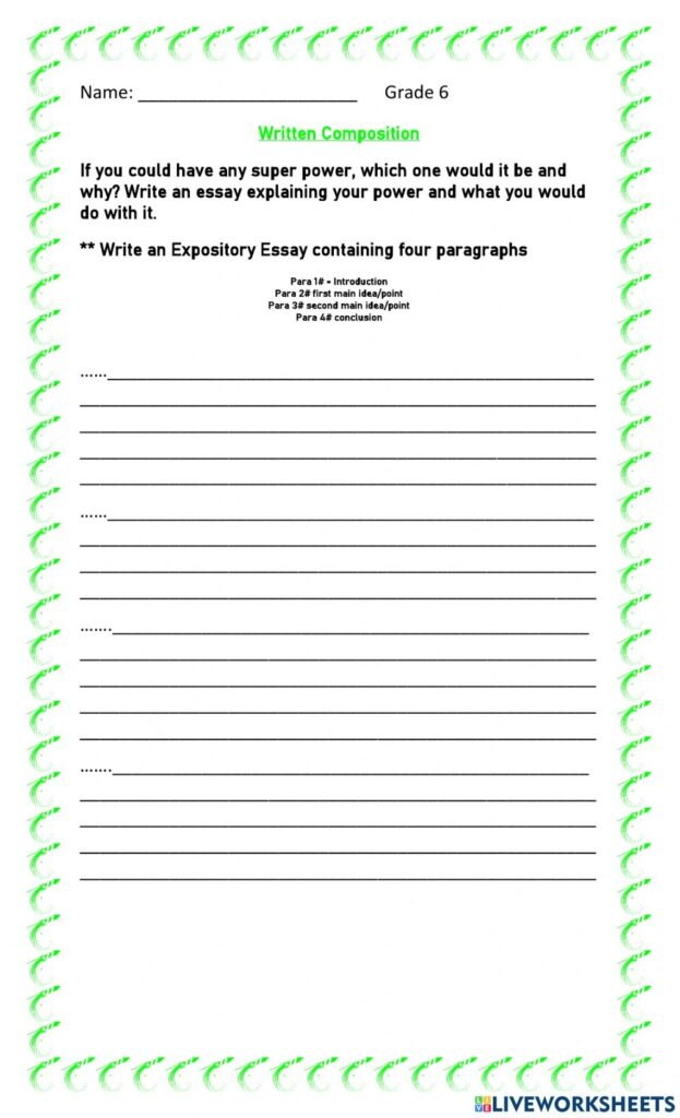 Expository Writing Online Exercise For Grade 6