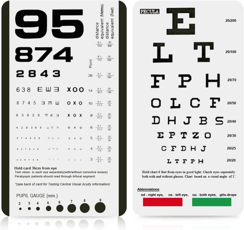 Eye Chart Pocket Eye Chart Snellen Pocket Eye Chart Rosenbaum Pocket Eye Chart 2 In 1 Amazon ca Industrial Scientific