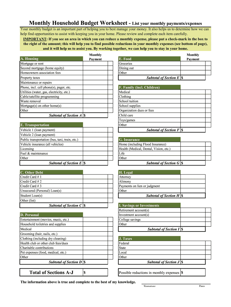 Fillable Budget Worksheet Fill Online Printable Fillable Blank PdfFiller