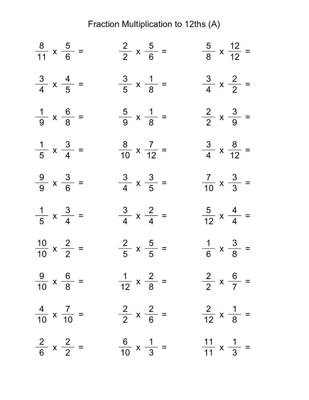 6th Grade Multiplication Problems Worksheets