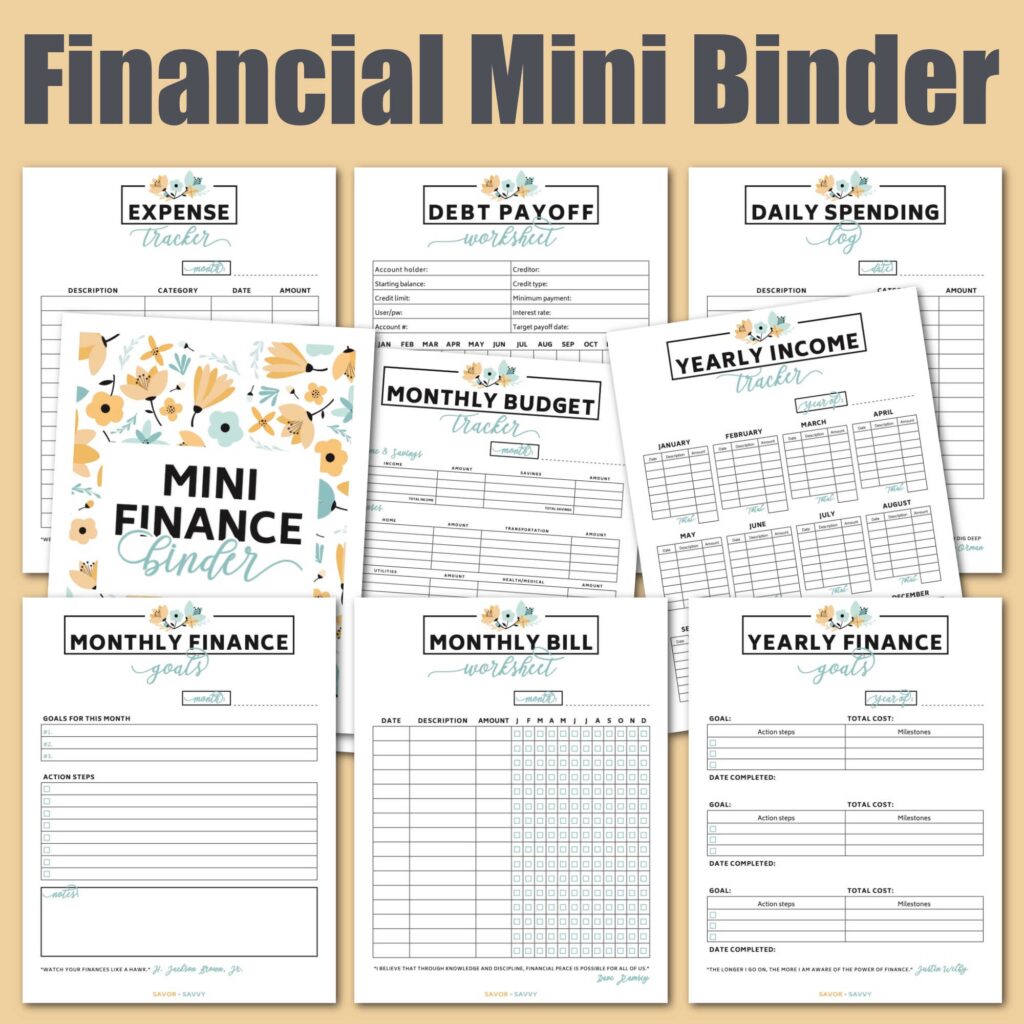Free 9 Page Mini Budget Binder Printable Savor Savvy