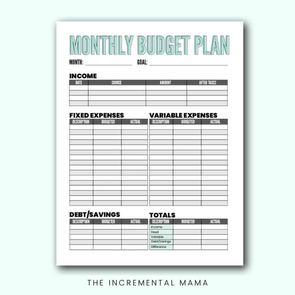 Budgeting Sheets Printable