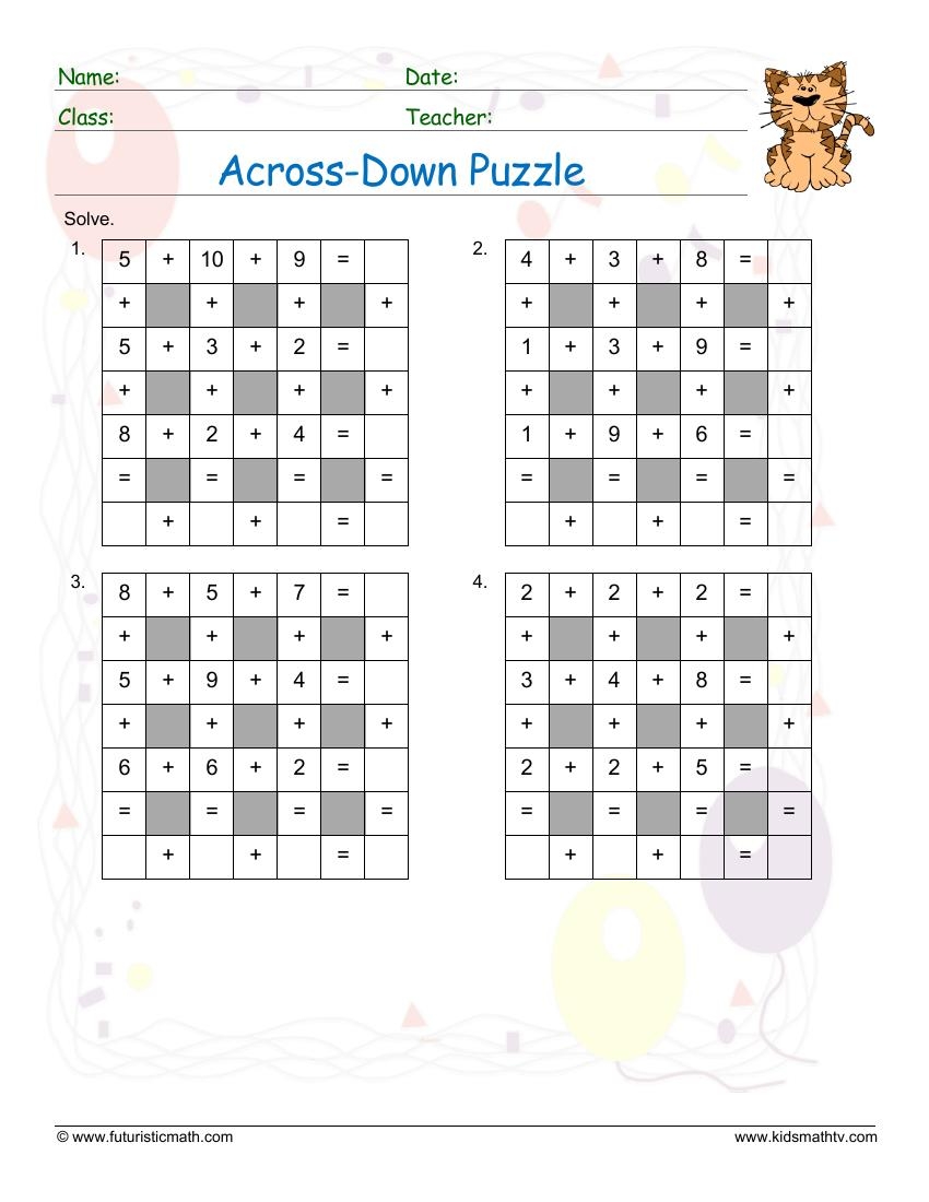 Free Math Puzzles Worksheets Pdf Printable MATH ZONE FOR KIDS