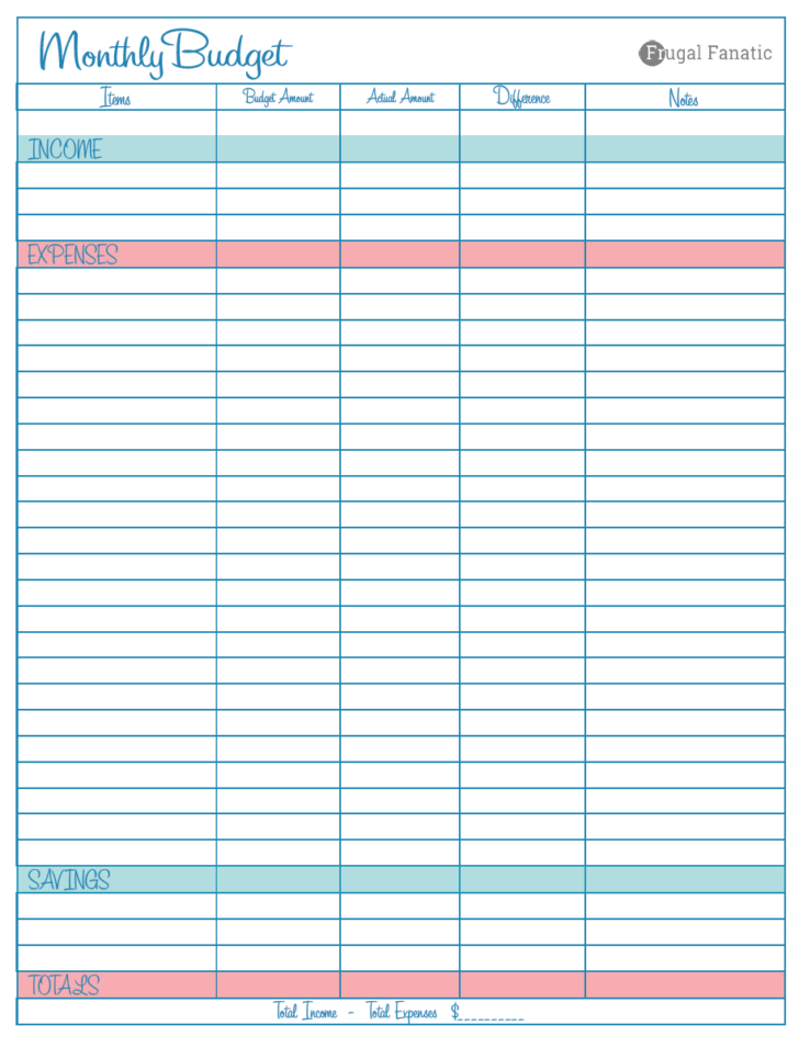 Monthly Saving Sheet - Printable Worksheets