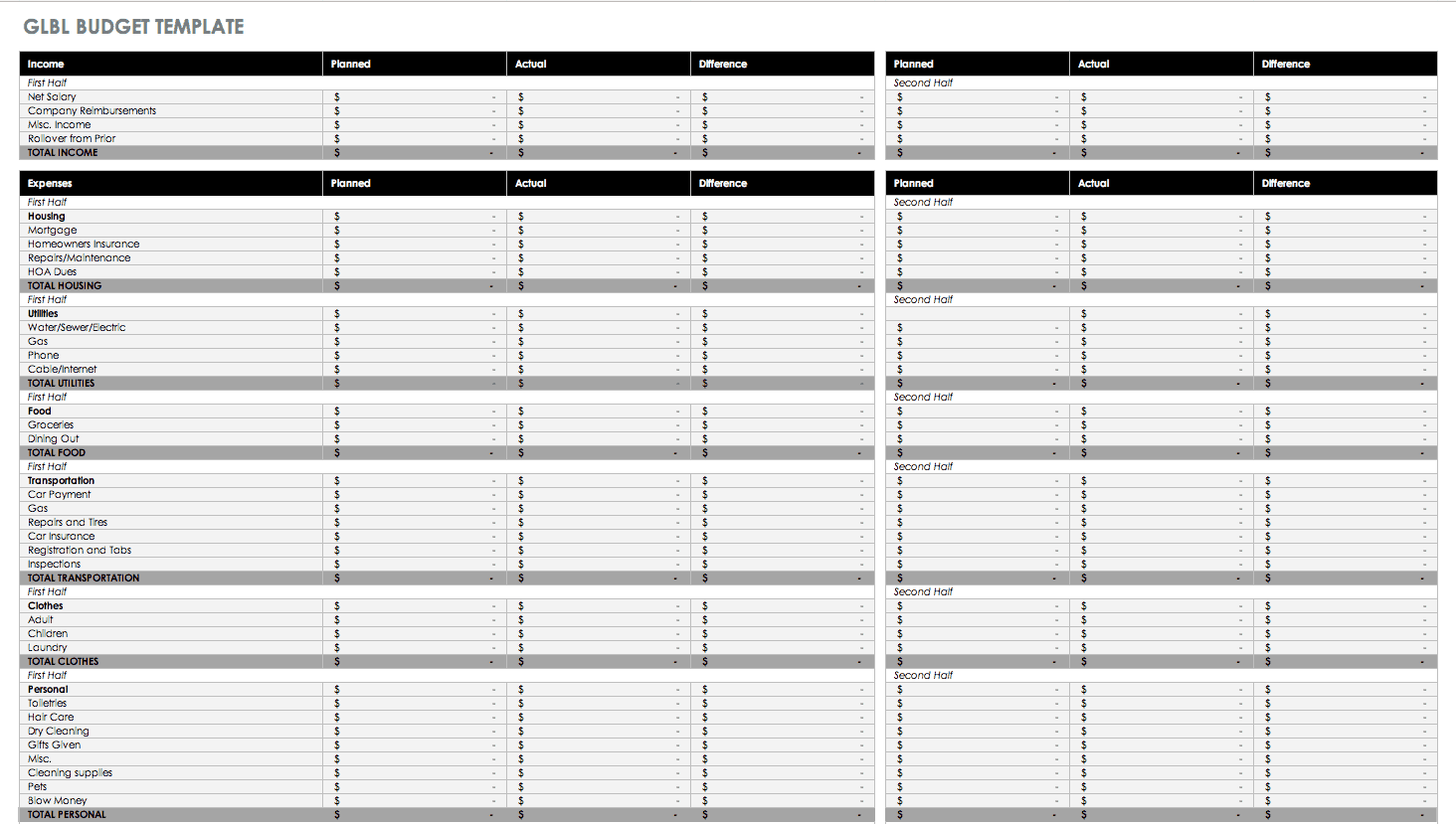 Free Monthly Budget Templates Smartsheet