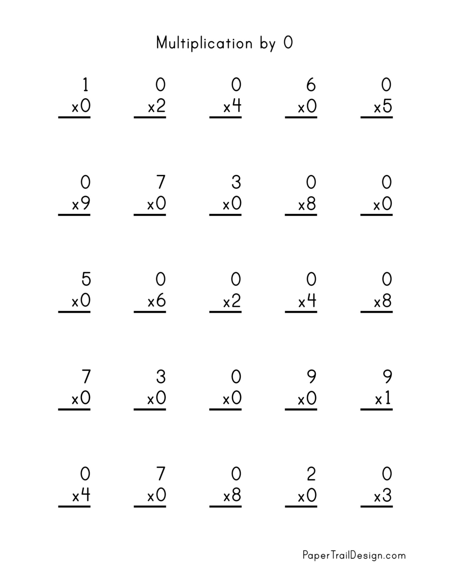 Multiplication Worksheets 1 10 100 Problems