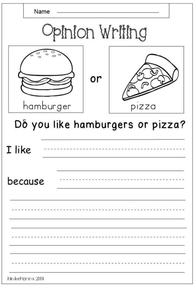 Free Opinion Writing Worksheet Kindermomma 1st Grade Writing Worksheets 2nd Grade Writing Opinion Writing Kindergarten