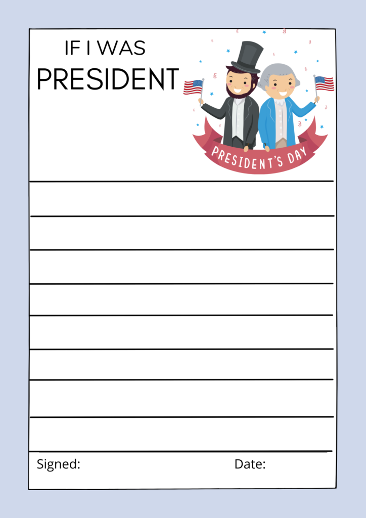 Free Printable If I Was President Writing Prompt Classy Mommy