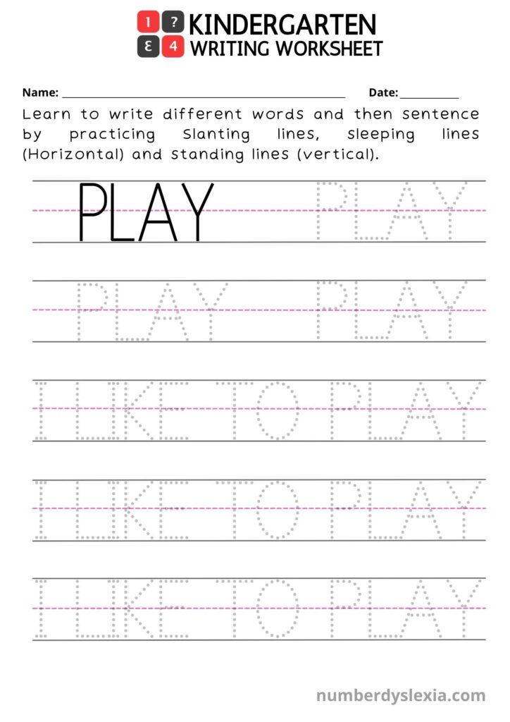 Free Printable Kindergarten Writing Worksheets PDF Number Dyslexia