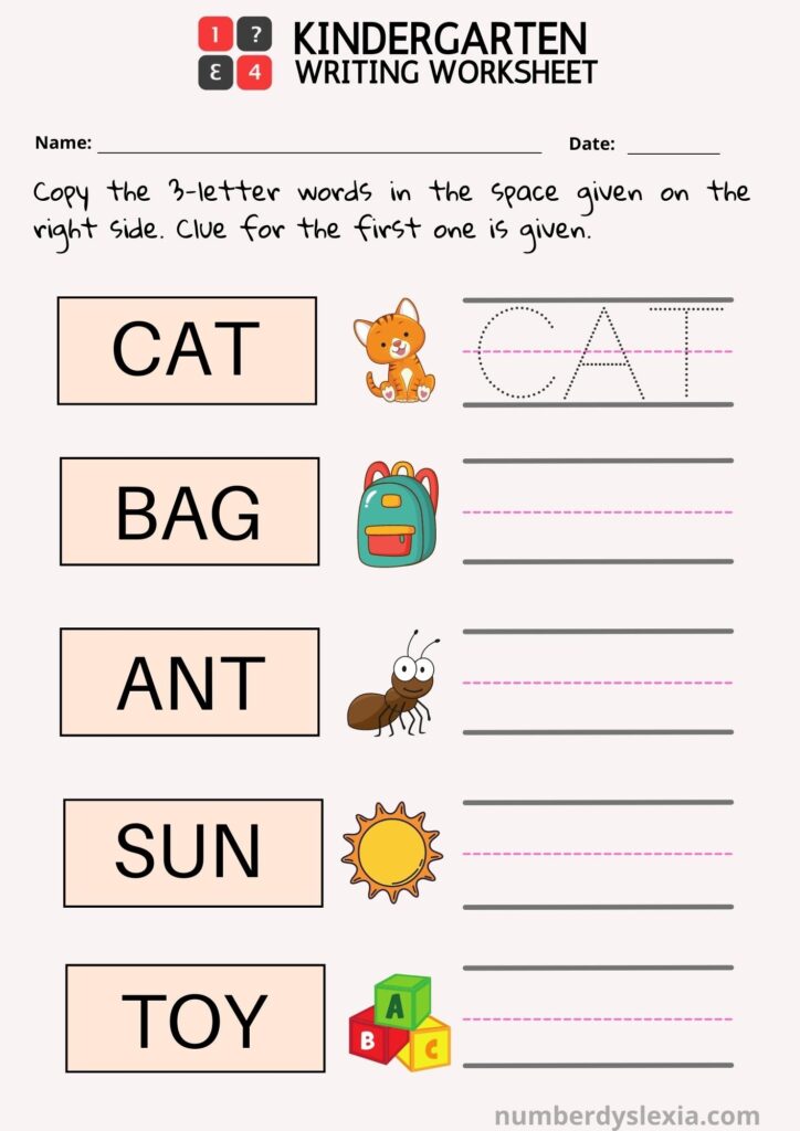 Writing Preschool Kindergarten Worksheets