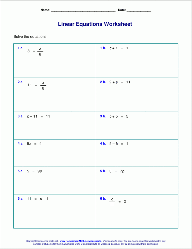 Writing And Solving Equations Worksheet