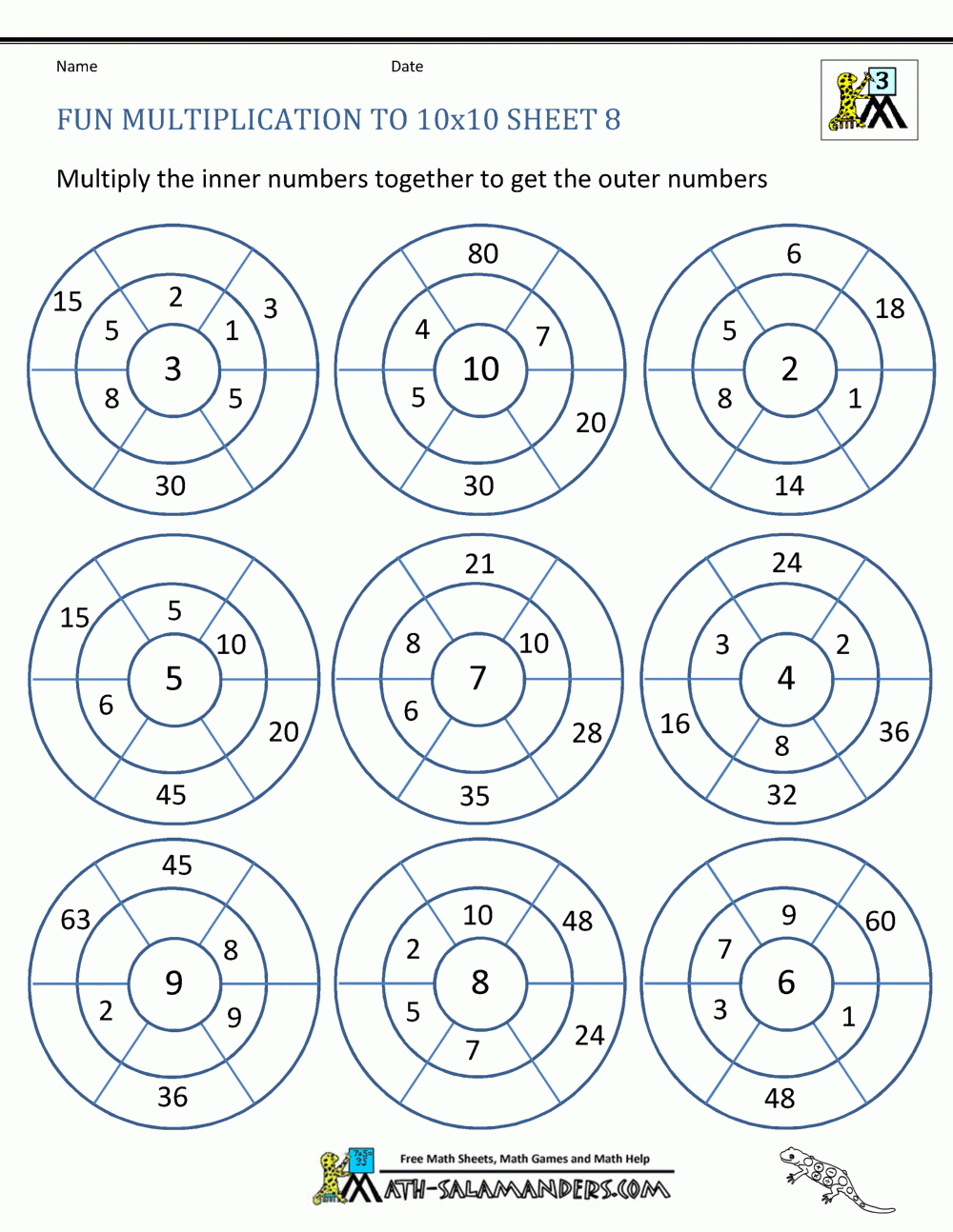 Fun Multiplication Worksheets To 10x10