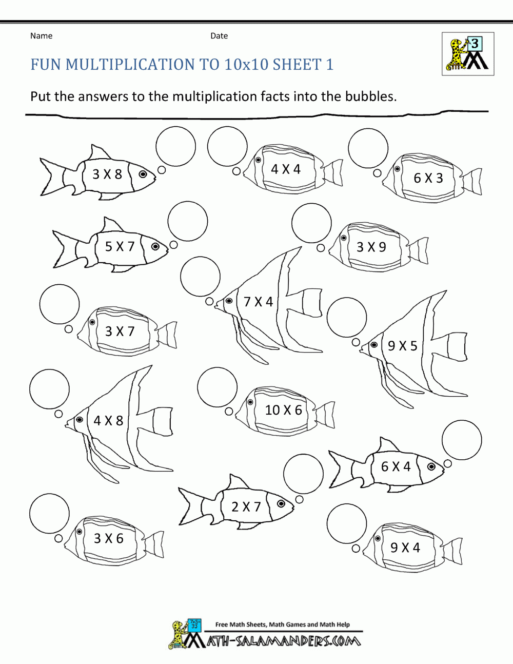 Multiplication Fun Sheet