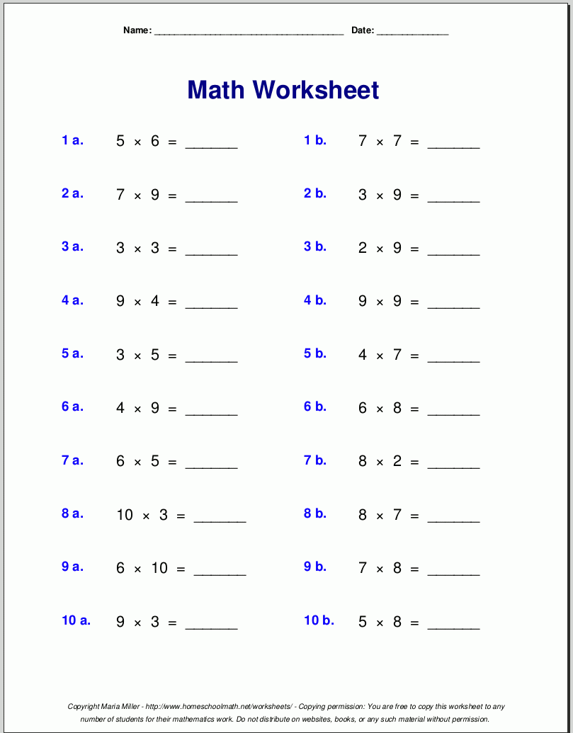 Multiplication Timed Test Pdf