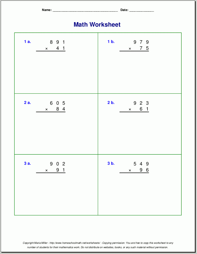 Grade 5 Multiplication Worksheets