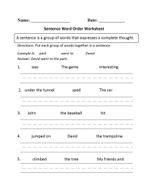 Sentence Writing Worksheets Free