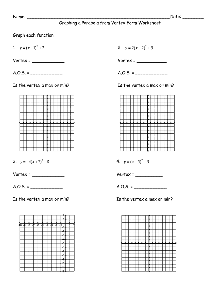Graphing A Parabola From Vertex Form Worksheet Fill Out Sign Online DocHub