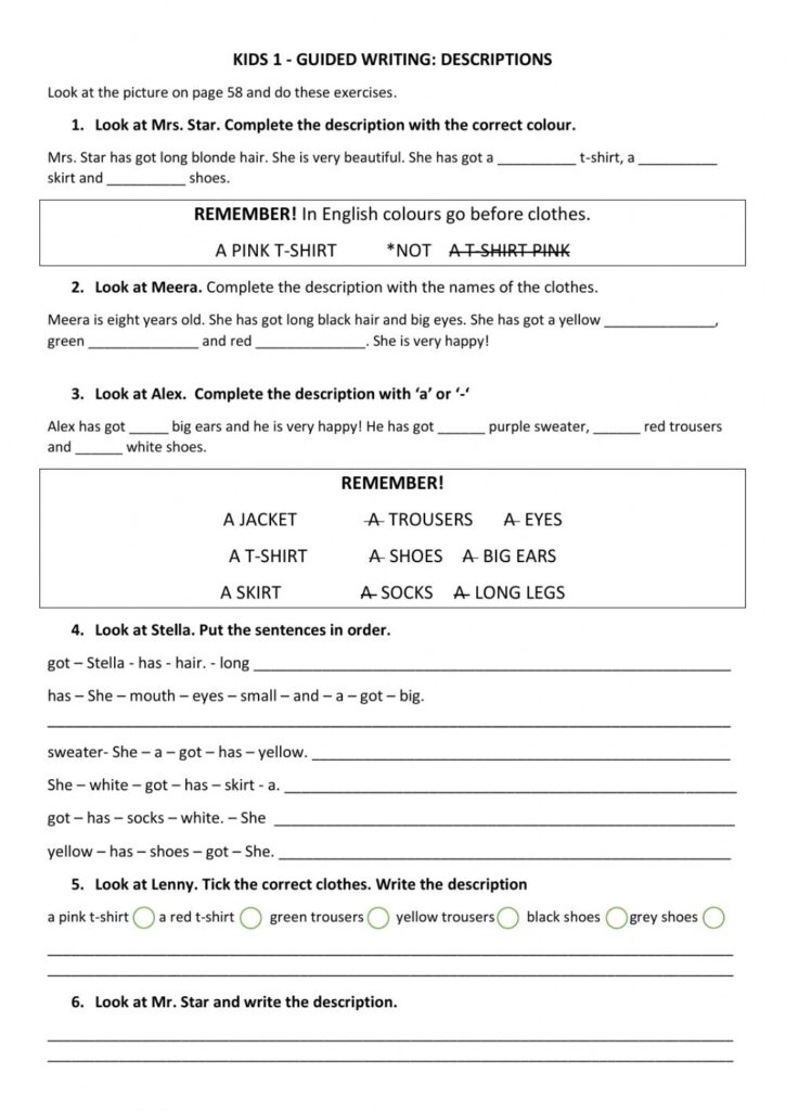 Guided Writing Worksheets Pdf