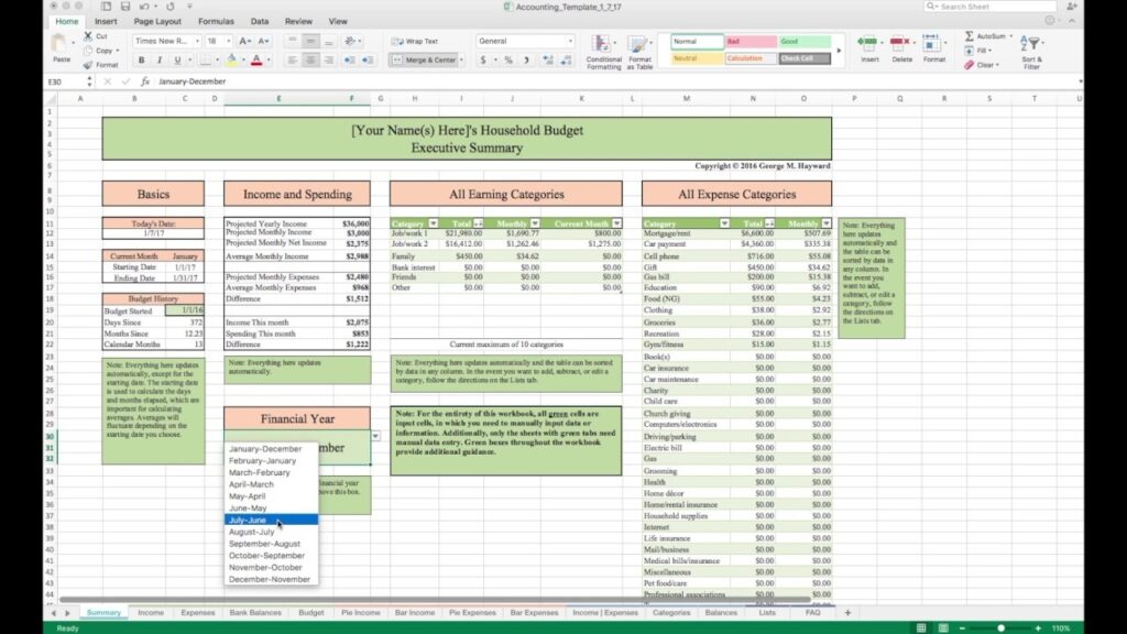 Free Excel Home Budget Template