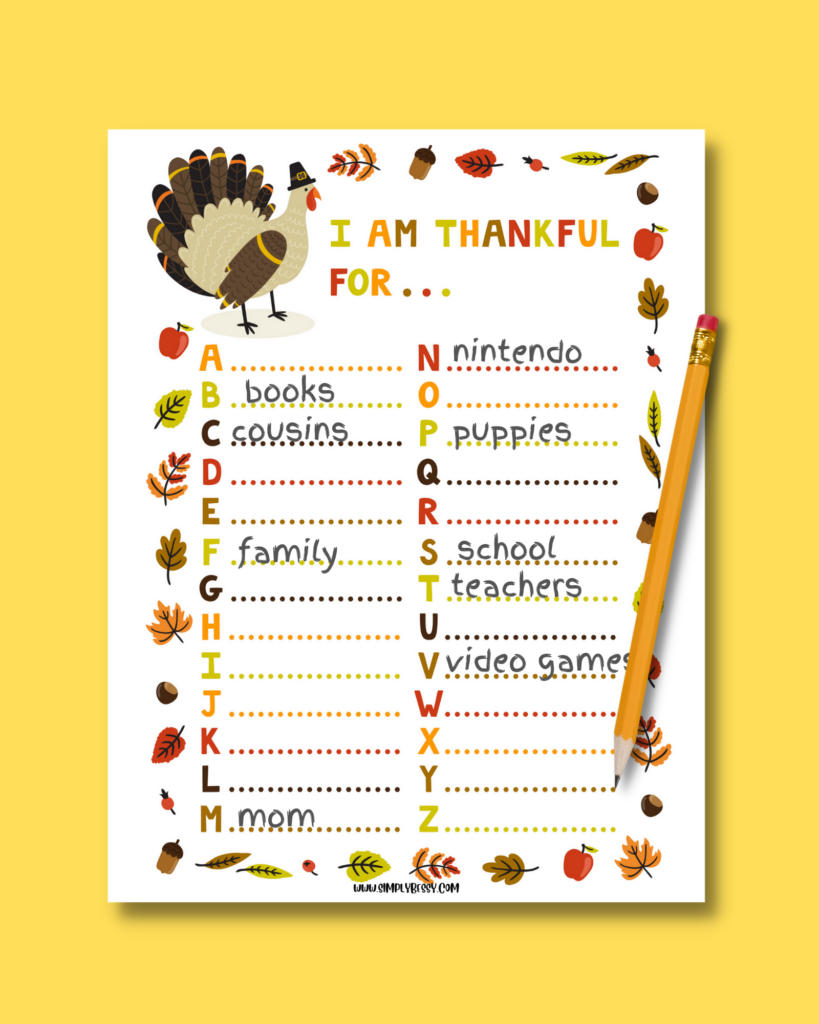 I Am Thankful For Worksheet For Kids Made With HAPPY