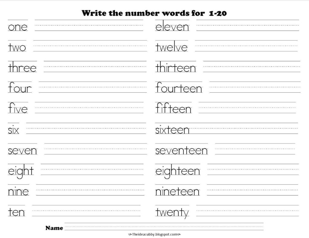 Image Result For Writing Numbers Words 1 20 For Kindergarten Number Words Worksheets Number Words Writing Numbers