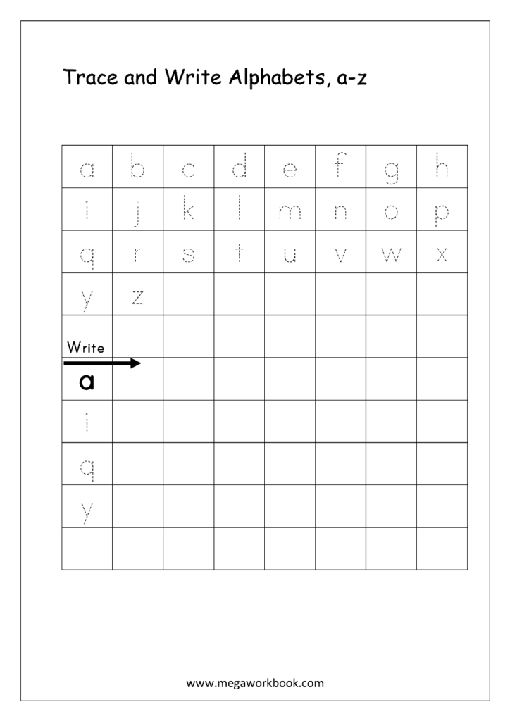 Writing Lowercase Letters Worksheets
