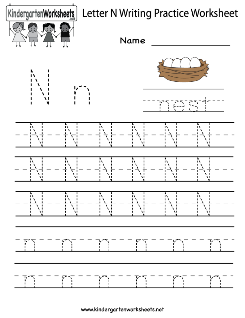 Kindergarten Letter N Writing Practice Worksheet Printable Kindergarten Letters Writing Practice Worksheets Letter N Worksheet