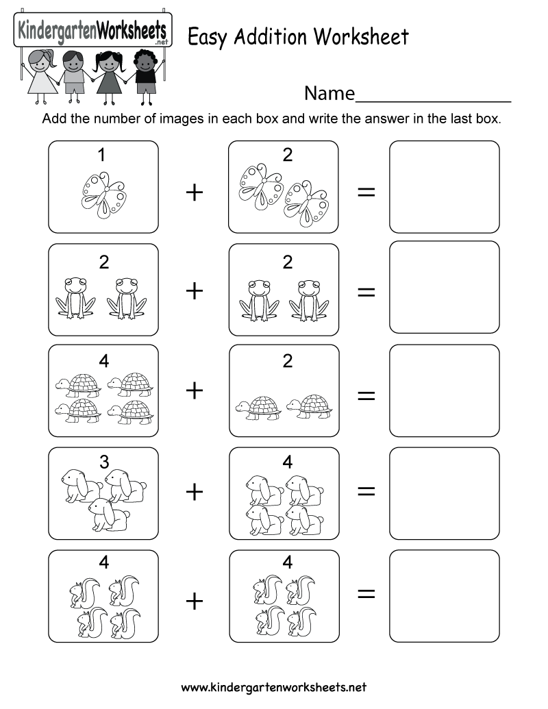 Easy Addition Worksheet Free Kindergarten Math Worksheet For Kids