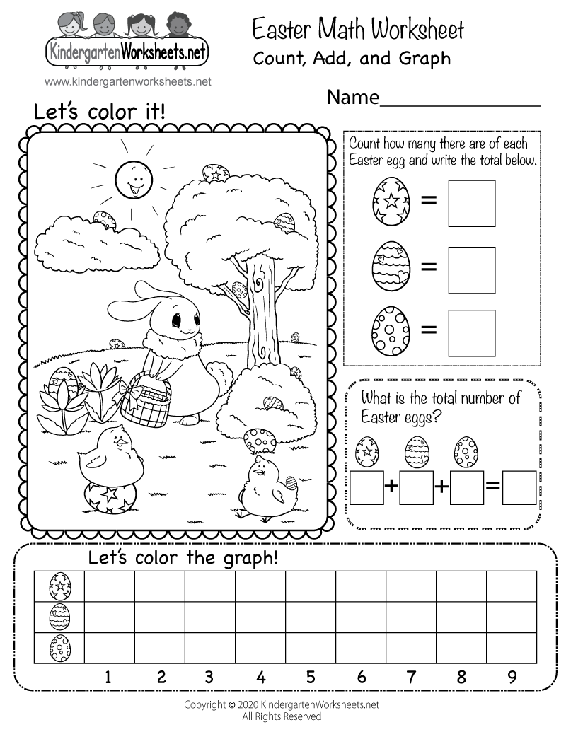 Free Easter Math Worksheet For Kindergarten Count Add And Graph