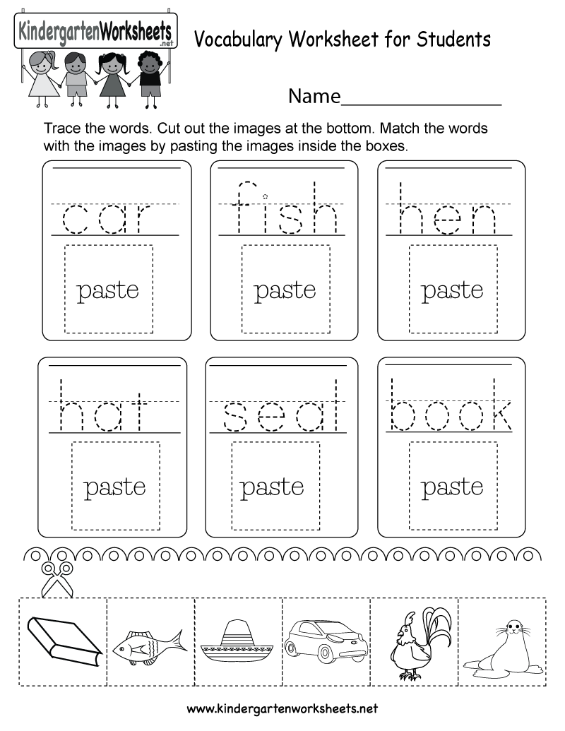 Vocabulary Worksheet For Students Free Kindergarten English Worksheet